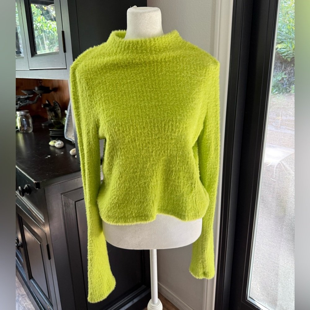 Anthropologie Lime Fuzzy Knit